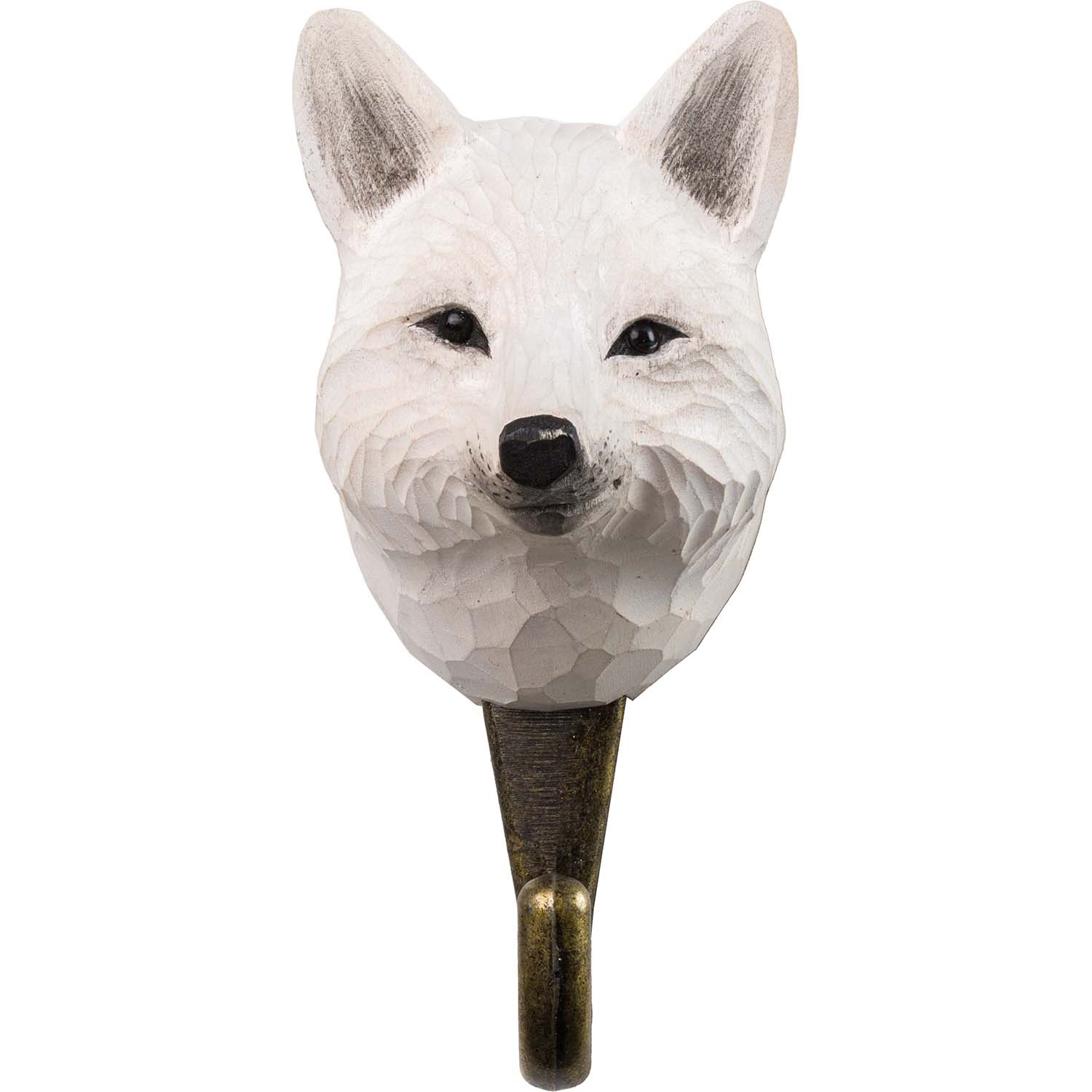 Wildlife Garden Haken Polarfuchs handgeschnitzt