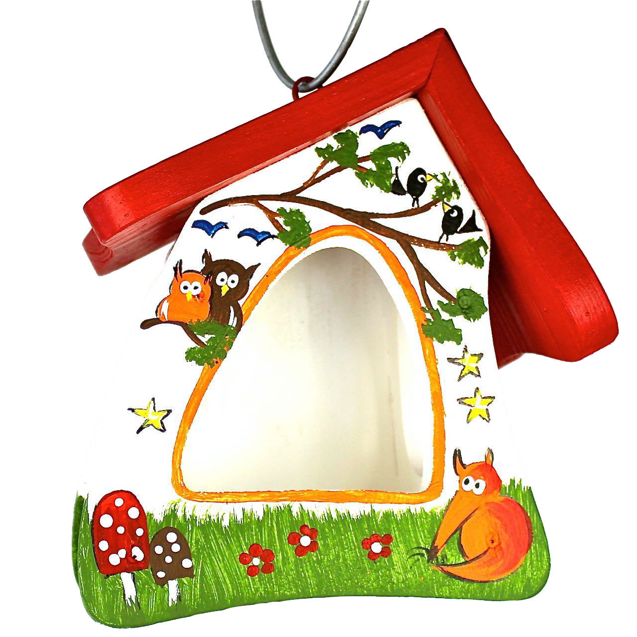 Vogelvilla Futterhaus Tiere des Waldes weiß