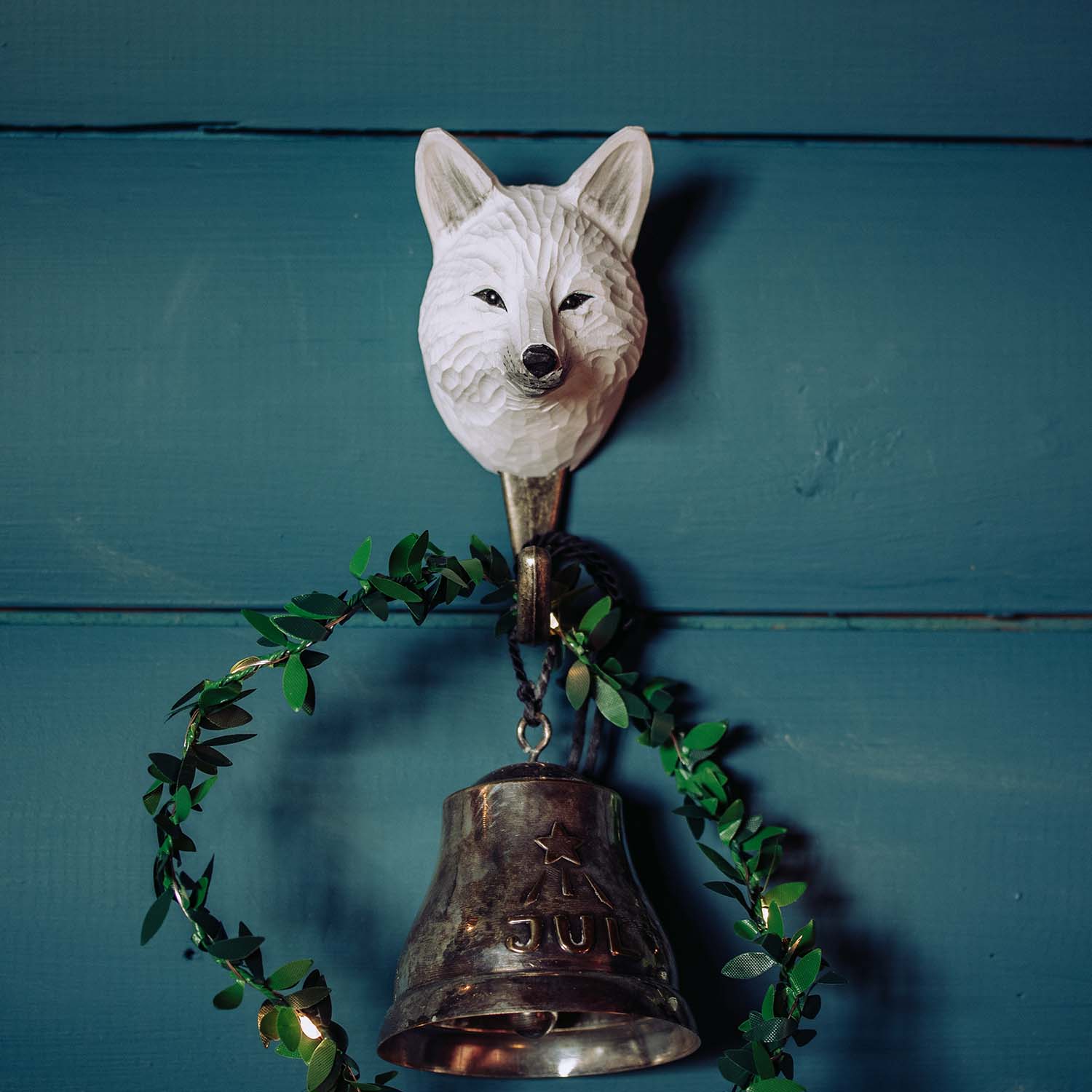 Wildlife Garden Haken Polarfuchs handgeschnitzt