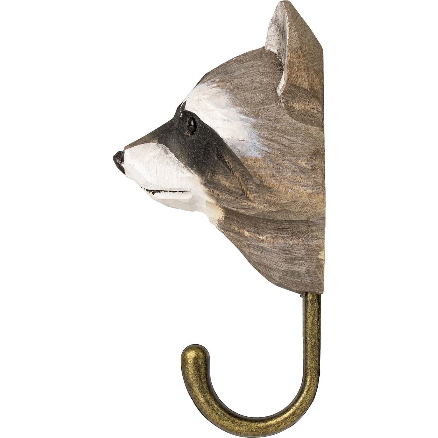 Wildlife Garden Haken Waschbär handgeschnitzt