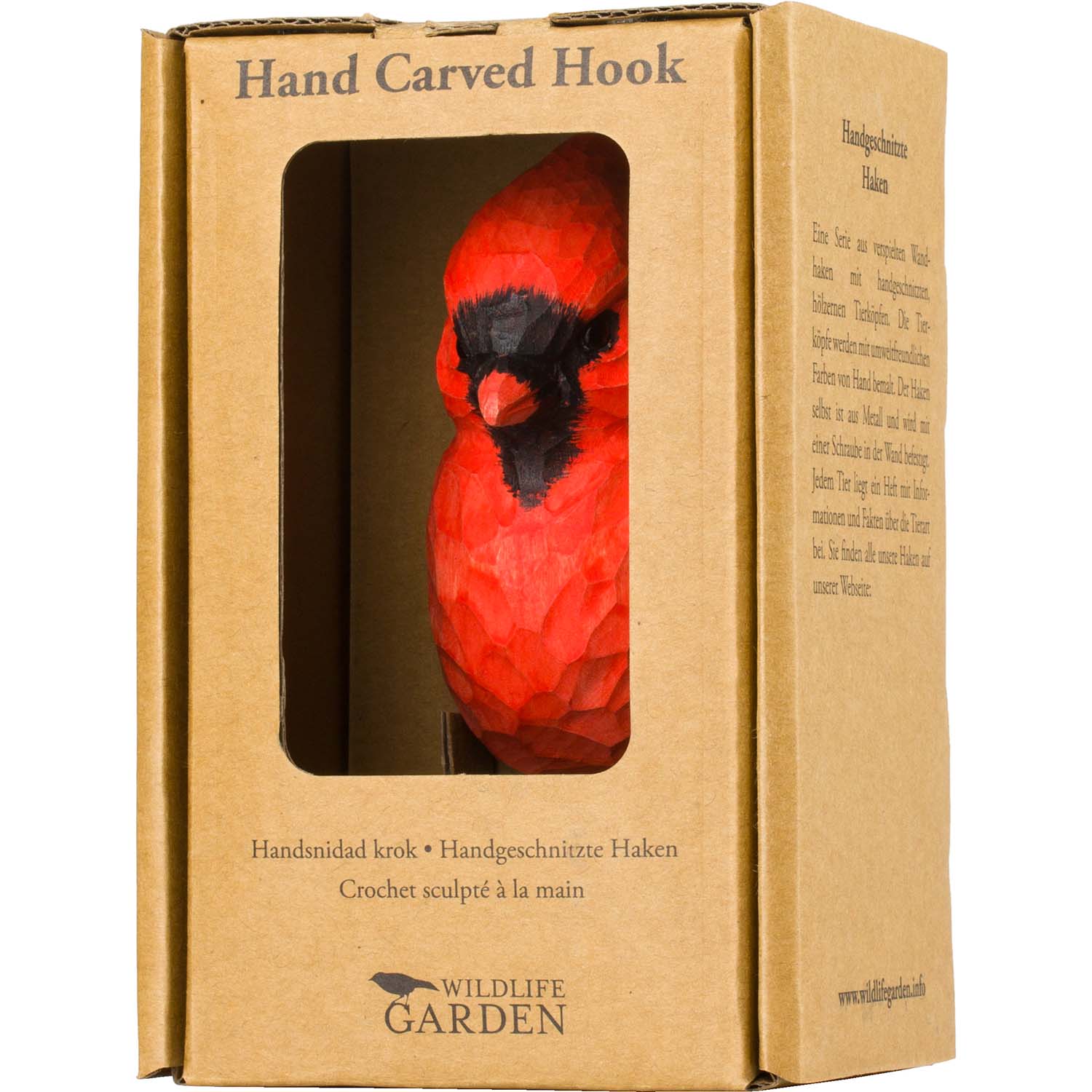 Wildlife Garden Haken Rotkardinal handgeschnitzt