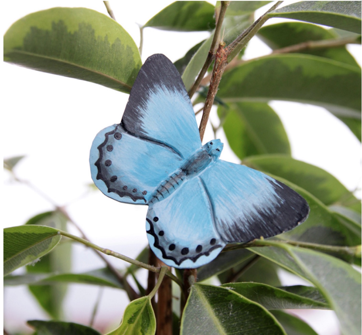 Faulbaum-Bläuling handgeschnitzter Schmetterling mit Magnet