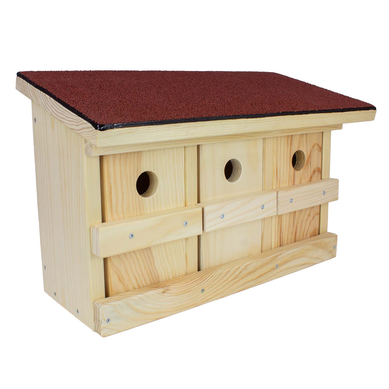 Sperlingskolonienhaus massiv 32 mm, Fichte/Kiefer,  Dach mit Teerpappe