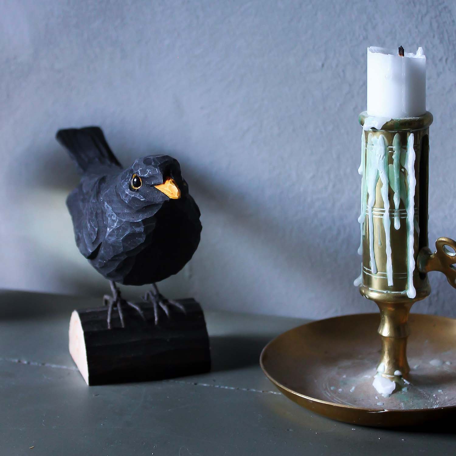 Amsel handgeschnitzt