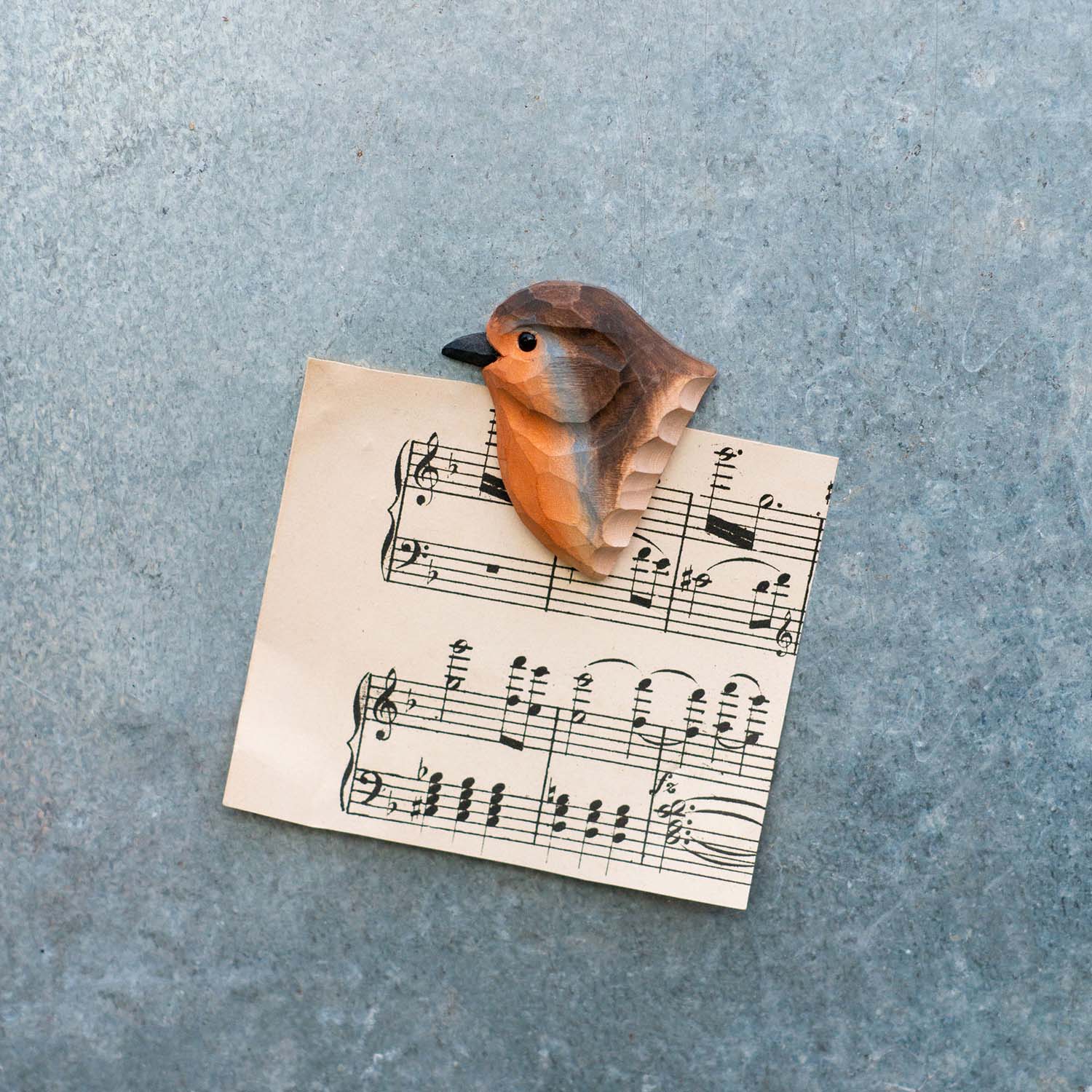 Magnet Rotkehlchen handgeschnitzt