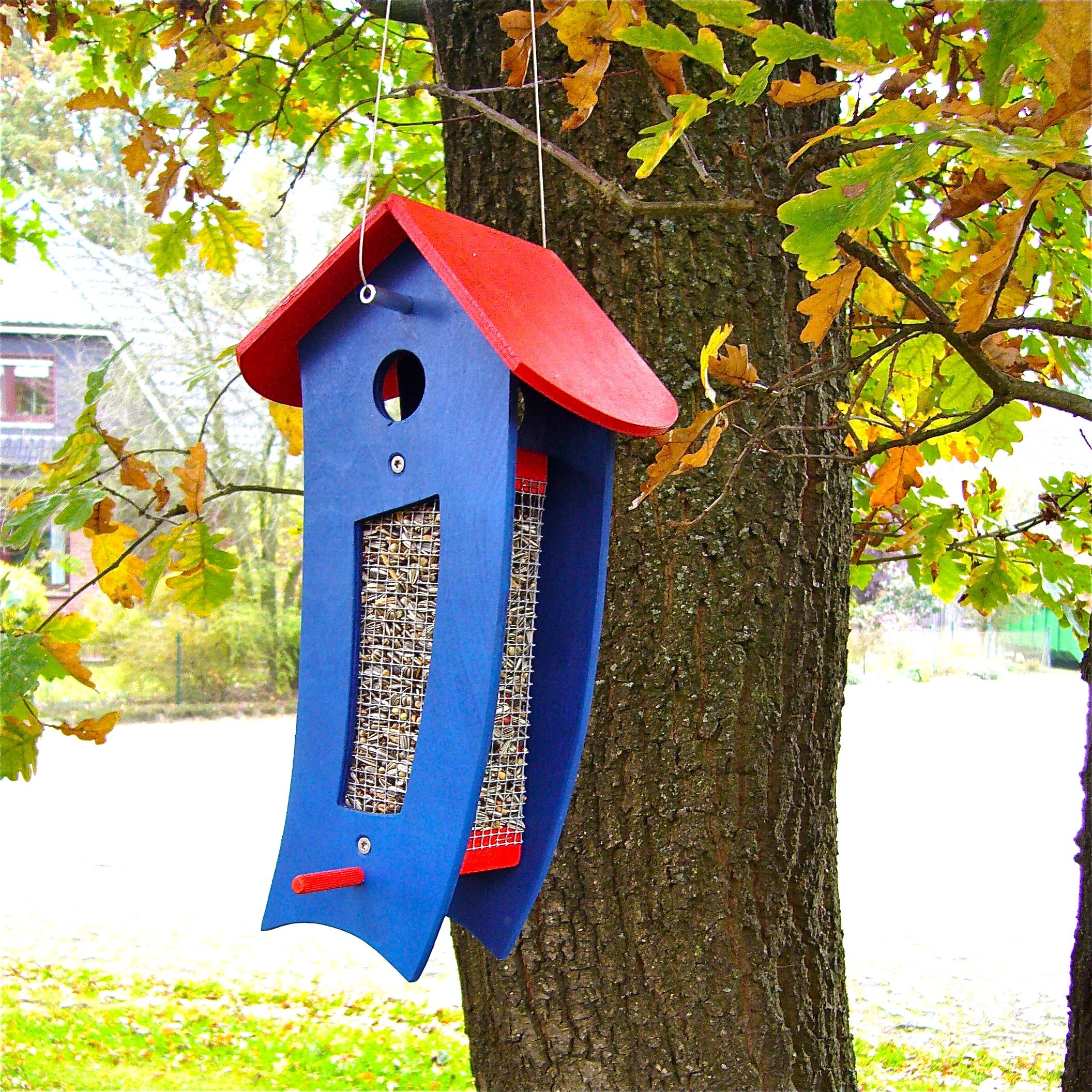 Futterspender blau - Futtersilo für loses Vogelfutter