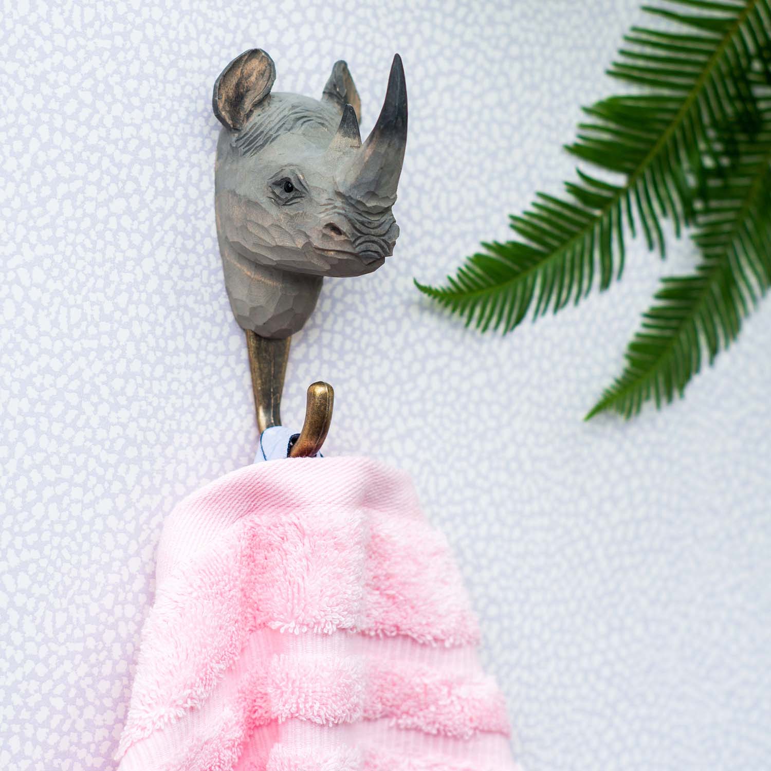 Wildlife Garden Haken Nashorn handgeschnitzt